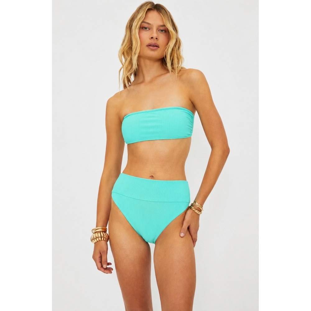 Beach Riot Kelsey Bandeau Bikini Top Large Mint Green Molded Cups Strapless Swim